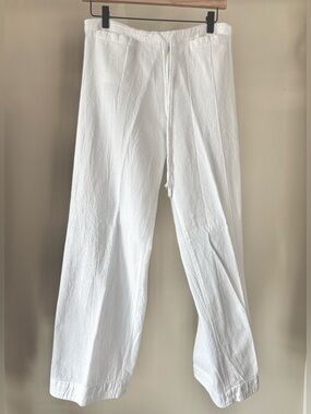 Elan White 100% Cotton Pants with Drawstring tie, Medium